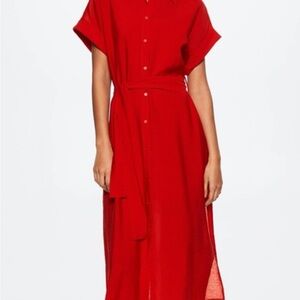 Mango Vibrant Red Midi Dress